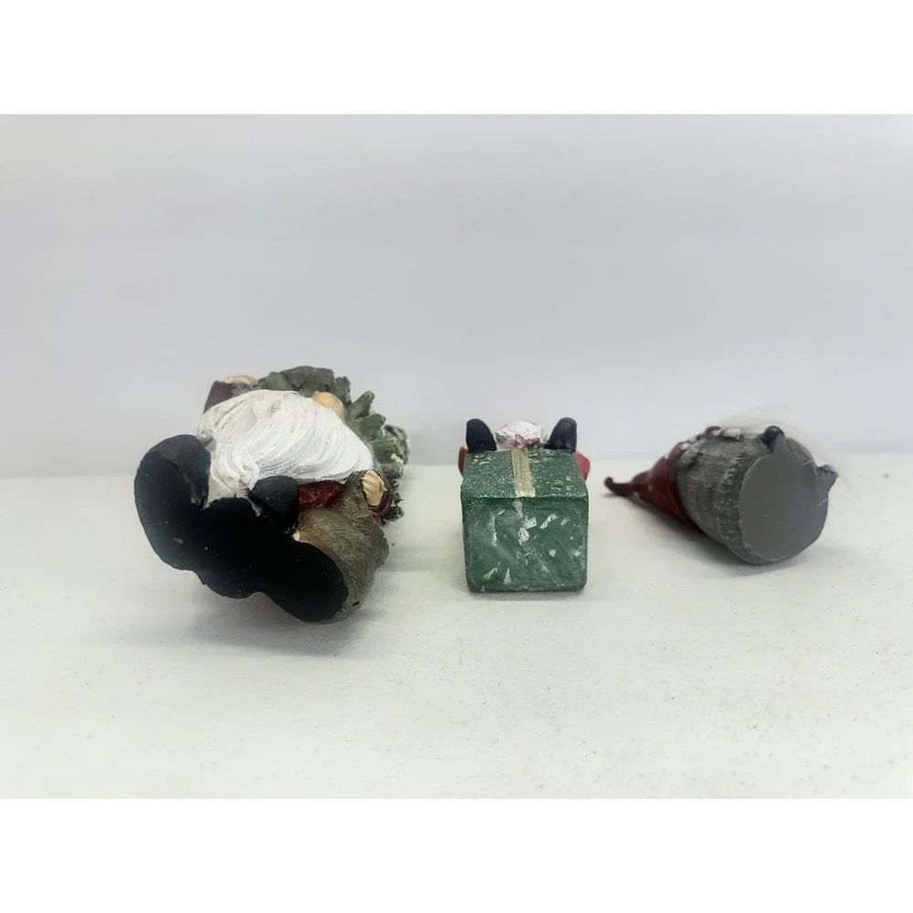 Christmas Gnome Figurines Set of 3 Resin Holiday Decor Tree Hat JOY Gift
